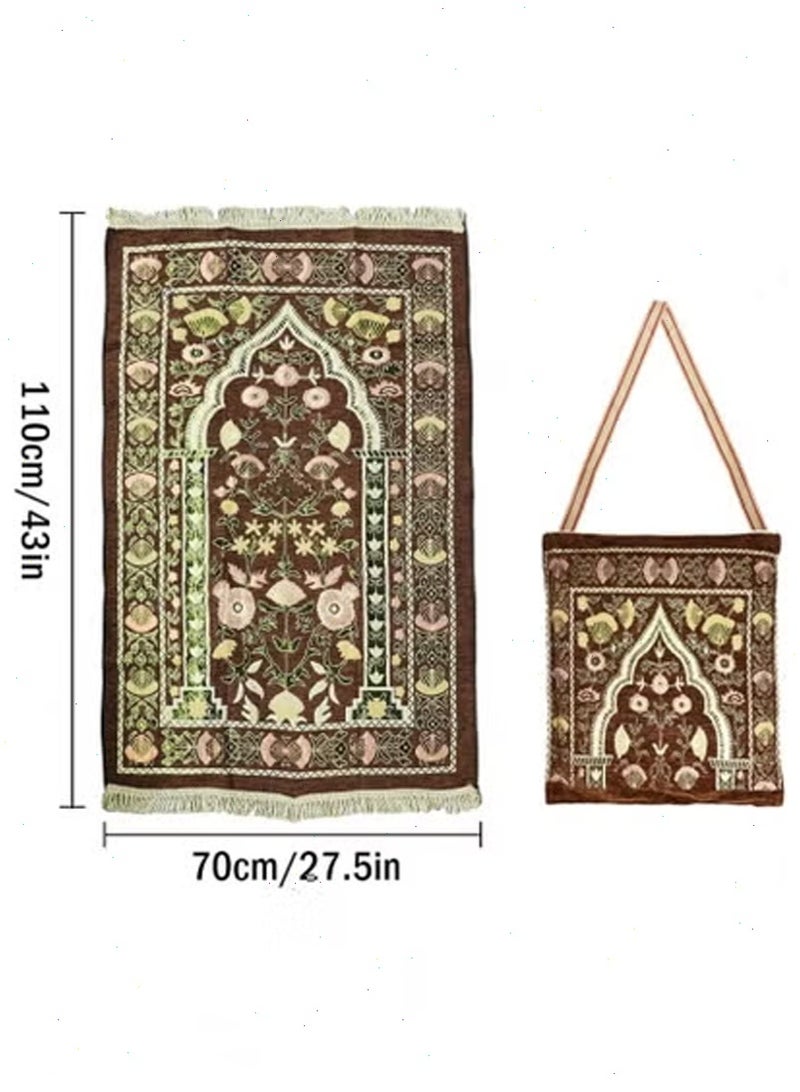 Ramadan Prayer Mat Set, Islamic Prayer Rug with Bag, Portable Foldable & Elegant Design for Muslim Prayer, Home, Travel, Eid Gift - Image 2